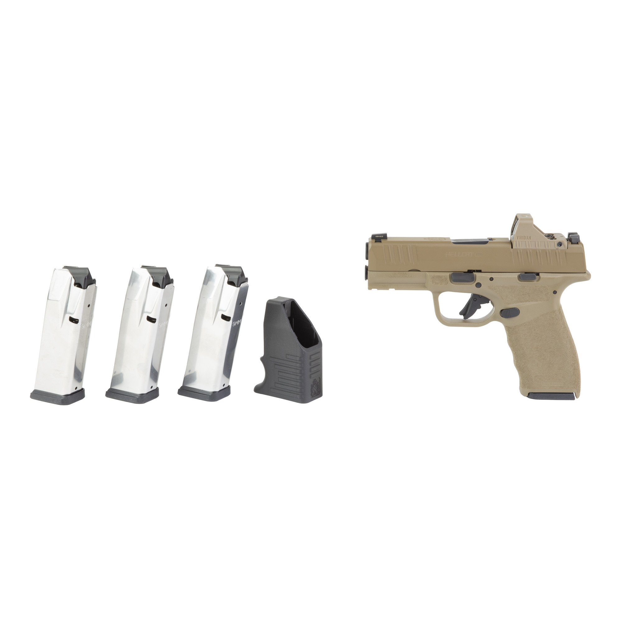 Springfield Armory HCP9379FOSP15PAC Hellcat Pro OSP 9mm Luger 15+1 3.70” Black Melonite Barrel, FDE Cerakote Steel Optic Ready/Serrated Slide & Polymer Frame w/Picatinny Rail, Adaptive Texture Grip