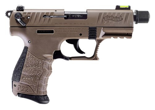 Walther P22 QD, .22 LR, 3.42" Threaded Barrel, 10rd, Manual Safety, Flat Dark Earth