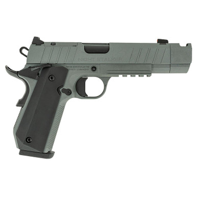 Tisas 10100133 1911 Night Stalker Carry Frame 9mm Luger 10+1 4.25" Black Cerakote Bull Barrel, Gray Cerakote Serrated Steel Slide, Gray Cerakote Steel Frame w/Beavertail & Picatinny Rail