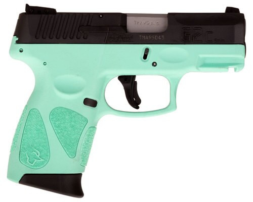 Taurus, G2C, Double Action Only, Compact Pistol, 9mm , 3.2" Barrel, Polymer Frame, Cyan Polymer Frame, Black Slide, Adjustable Sights, 12Rd, 2 Magazines
