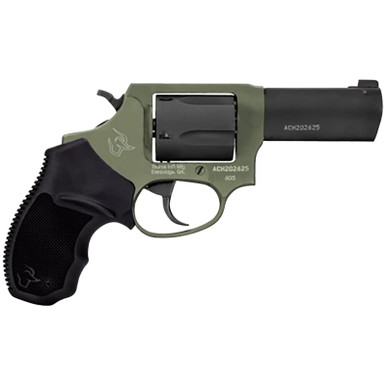 Taurus 260531F Defender 605 SA/DA 357 Mag/38 Special +P 5rd 3", Black Barrel/Cylinder, Sniper Green Frame, Black Hogue Rubber Grip, Fixed Front Sight