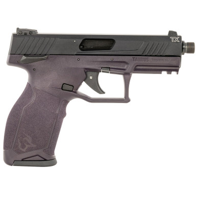 Taurus 1-TX22141P10 TX22 Full Size Frame 22 LR 10+1 4.10" Matte Black Threaded Barrel, Matte Black Alloy Steel Serrated Slide, Purple Wine Polymer Frame w/Picatinny Rail, Textured Grip
