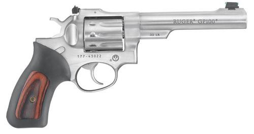 Ruger GP100 22LR 5.5" Barrel Double Action Fixed Sight Adjustable Sights 10 rd