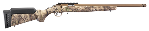 Ruger American Rimfire Standard 22WMR, 18" Threaded Barrel, Bronze, Camo, 9rd
