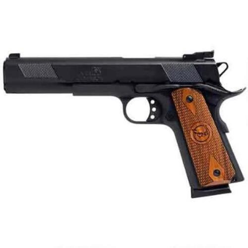 Iver Johnson 1911A1, 45 ACP, 6", 8rd, Blued/Walnut Grips