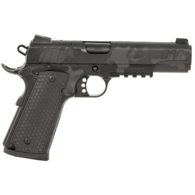 Girsan 391157 MC1911 S Influencer Full Size 45 ACP 8+1 5" Black Steel Barrel, Black Camo Optic Ready/Serrated Steel Slide & Frame w/Picatinny Rail & Beavertail, Black Polymer Grip