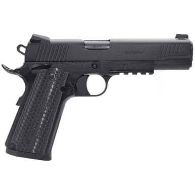 Girsan 392061 MC1911 S Untouchable Full Size Frame 9mm Luger 9+1 5" Black Steel Barrel, Black Serrated Steel Slide & Frame w/Beavertail & Picatinny Rail, Black Polymer Grip