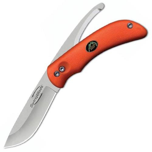 Outdoor Edge SwingBlaze, Fixed Blade Knife Set, Plain Edge, Aus-8 Stainless, Orange Handle, 3.6" Skinning Blade and 3.2" Gutting Blade, Includes Nylon Sheath