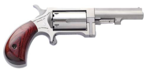 North American Arms Sidewinder, Single Action, Revolver, 22 WMR, 2.5" Barrel, Stainless, Silver, Wood Grips, Fixed Sights, 5rd, Swing-out Style Cylinder Assembly