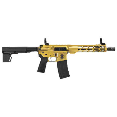 Hi-Point HP15P-300BLKGOLD HP 15P 300 Blackout 30+1 10.50" Black Threaded Barrel, Gold Aluminum Receiver w/Picatinny Rail, M-LOK Handguard, Blade Black Polymer Brace, Black B5 P Type 23 Grip