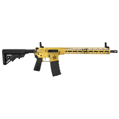 Hi-Point HP15R-556GOLD HP 15R 5.56 NATO 30+1 16" Black Threaded Barrel, Gold Aluminum Receiver w/Picatinny Rail, M-LOK Handguard, B5 Bravo Black Polymer Stock, Black B5 P Type 23 Grip