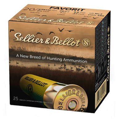 Sellier & Bellot SB20BSA Hunting 20Gauge 2.63" 12Pellets 1oz 2Shot 25 Box/10 Case