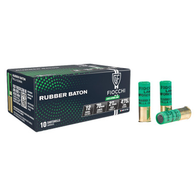 Fiocchi 12LEBA10 Rubber Baton Home Defense 12Gauge 2.75" 1oz SlugShot 10 Per Box/25 Case
