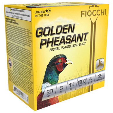 Fiocchi 203GP4 Golden Pheasant Extrema 20Gauge 3" 1 1/4oz 4Shot 25 Per Box/10 Case