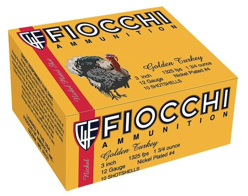 Fiocchi Turkey Nickel Plated 12 Ga, 3", 1-3/4oz, 4 Shot, 10rd Box