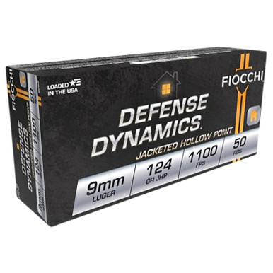 Fiocchi 9APBHP Defense Dynamics 9mmLuger 124gr Jacketed Hollow Point 50 Per Box/20 Case *Worn