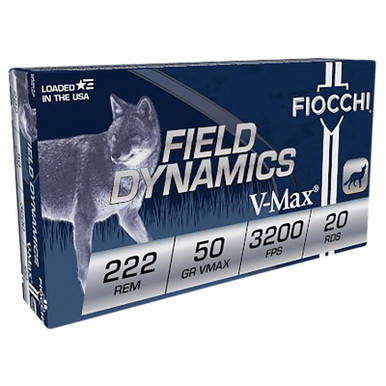 Fiocchi 222HVA Field Dynamics 222Rem 50gr Hornady V Max 20 Per Box/10 Case