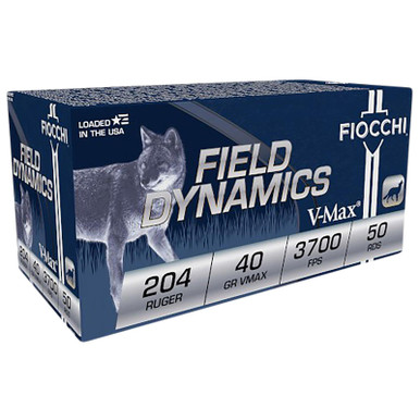 Fiocchi 204HVB Field Dynamics 204Ruger 40gr Hornady V Max 50 Per Box/20 Case