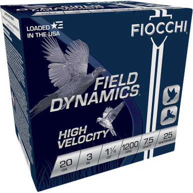Fiocchi 203HV75 Field Dynamics High Velocity 20Gauge 3" 1 1/4oz 7.5Shot 25 Per Box/10 Case