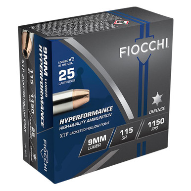 Fiocchi 9XTP25 Hyperformance 9mmLuger 115gr Hornady XTP Hollow Point 25 Per Box/20 Case