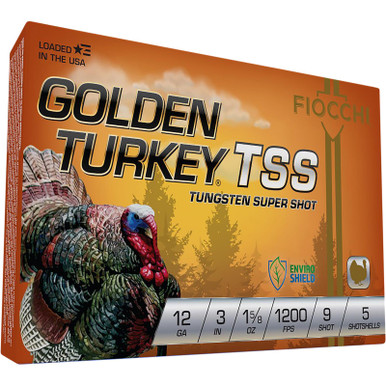 Fiocchi 123TSS9 Golden Turkey TSS 12Gauge 3" 1 5/8oz 9Shot 5 Per Box/10 Case