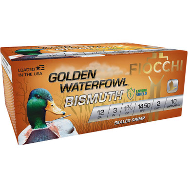 Fiocchi 123GB2 Golden Waterfowl Bismuth 12Gauge 3" 1 3/8oz 2Shot 10 Per Box/10 Case