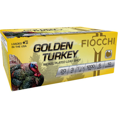 Fiocchi 203TRKC6 Golden Turkey 20Gauge 3" 1 1/4oz 6Shot 10 Per Box/10 Case
