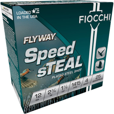 Fiocchi 12FST4 Flyway Speed Steel 12Gauge 2.75" 1 1/8oz 4Shot 25 Per Box/10 Case