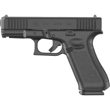 Glock PV4550201 G45 V Crossover 9mm Luger 10+1 4.02" Black GMB Barrel, Black nDLC Steel Serrated Slide, Black Polymer Frame w/Accessory Rail, Textured polymer Grip, Ambidextrous