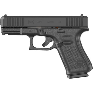 Glock PV2350203 G23 V 40 S&W 13+1 4.02" Black GMB Barrel, Black nDLC Steel Serrated Slide, Black Polymer Frame w/Accessory Rail, Interchangeable Backstrap Grip, Ambidextrous
