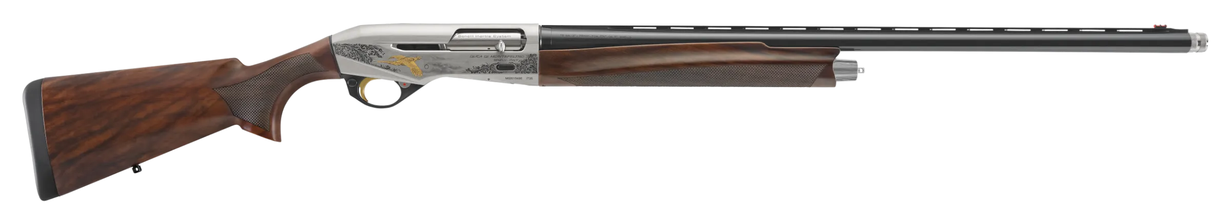 Benelli Montefeltro Silver Featherweight 10931, 12 Gauge, 28", 3" Chmbr, AA-Grade Walnut Stock, Engraved Nickel