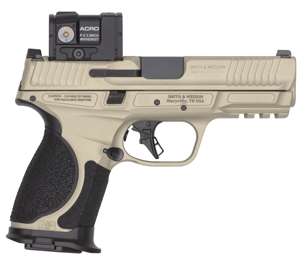 Smith and Wesson M&P 9 M2.0 Spec VI Bundle Pistol 14634, 9mm, 4", Champagne Cerakote, w/Aimpoint Acro P-2, 15 Rds