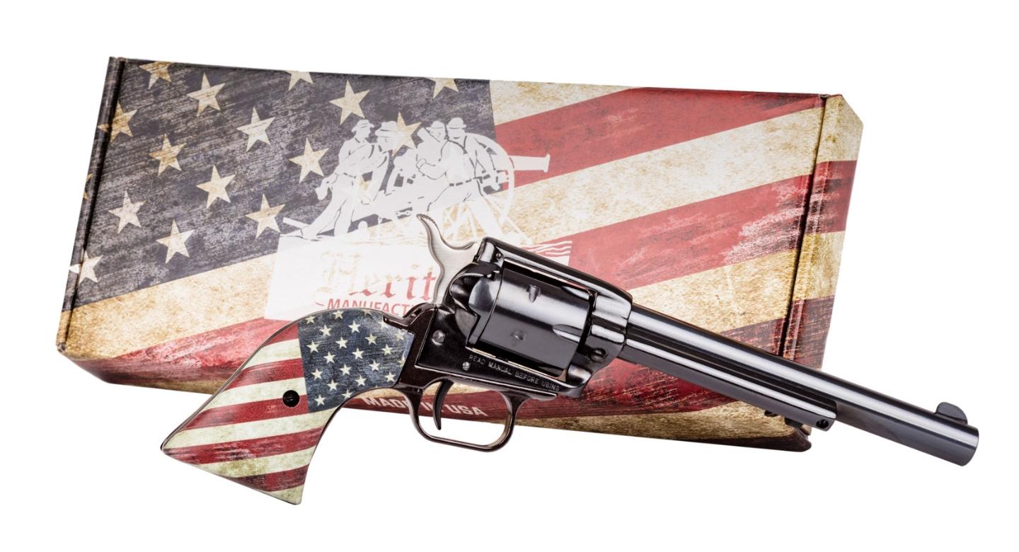 Heritage Rough Rider Small Bore Revolver RR22B6USFLAG, 22LR, 6.5in, US Flag Grips, 6 Rds