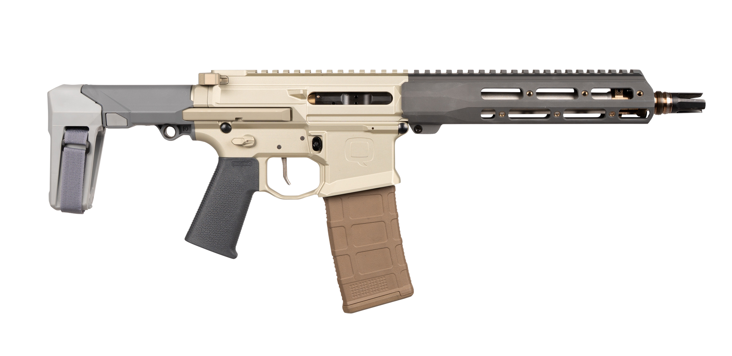 Honey Badger Semi-Auto Pistol HB-556-10IN-PISTOL, 5.56 NATO, 10", FDE Finish, Collapsible Brace, 30 Rds
