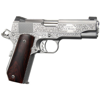 Ed Brown KCSSSIG Kobra Carry Signature Edition 45 ACP 7+1 4.25" Stainless Recessed Crown Barrel, Engraved Serrated Stainless Steel Slide & Frame w/Beavertail, Cocobolo Grip