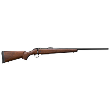 CZ-USA 07718 600+ American 243 Win 5+1 20" Black Nitride Threaded Barrel, Black Nitride Steel Drilled & Tapped Receiver, Turkish Walnut Fixed Stock
