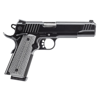 Alpha Foxtrot AA27X4ENA-XQBK08-WBS AF1911 Full Size 45 ACP 8+1 5" Stainless Bull Barrel, Black QPQ Stainless Steel Serrated Slide, Black QPQ Stainless Steel Serrated Frame w/Beavertail G10 Grip