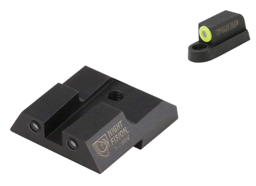 Night Fision Night Sight Set Square CZ P-07/P-09/P-10, Green Tritium Yellow Outline Front, Green Black Outline Rear Black