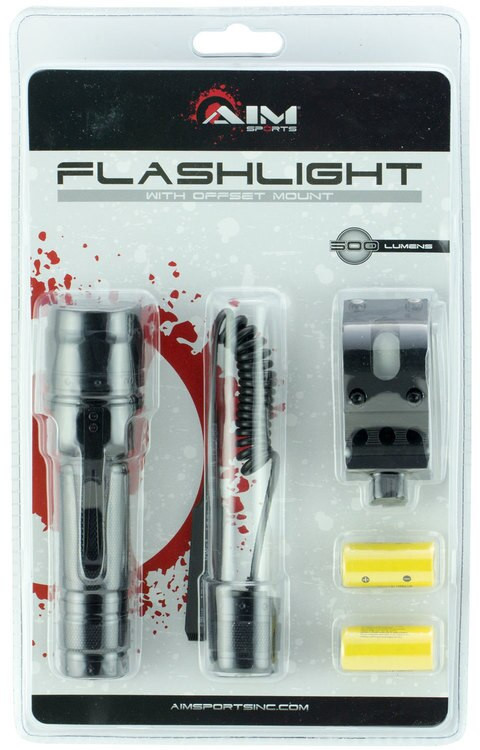 Aim Sports Flashlight With Offset Mount 500 Lumens, Black