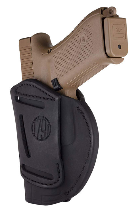 1791 Gunleather 4 Way, IWB/OWB 05 Stealth Black Leather Belt Clip Fits S&W M&P/Springfield XD/Glock 17/HK VP9