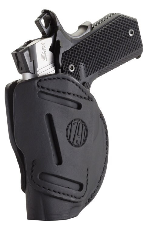 1791, 3 Way Holster, Outside Waistband Holster, Size 1, Ambidextrous, Stealth Black, Leather