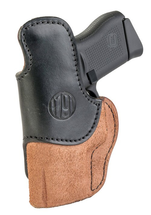 1791 Gunleather RCH Rigid Concealment Holster, IWB, Brown/Black Leather, Fits Glock 25/26/27/29/30/33, S&W MP9/Shield, Right Hand, Size 3 RCH-3-BLB-R