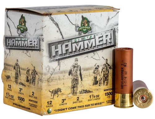 HEVI-Shot, HEVI-Shot, HEVI-Hammer, 12 Ga 3", Max Dram, 1 1/4 oz, #2 Shot Size, 25Rd Box