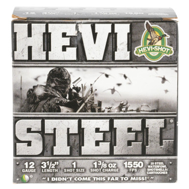 HEVI-Shot HS65001 HEVI-Steel 12Gauge 3.50" 1 3/8oz 1Shot 25 Per Box/10 Case