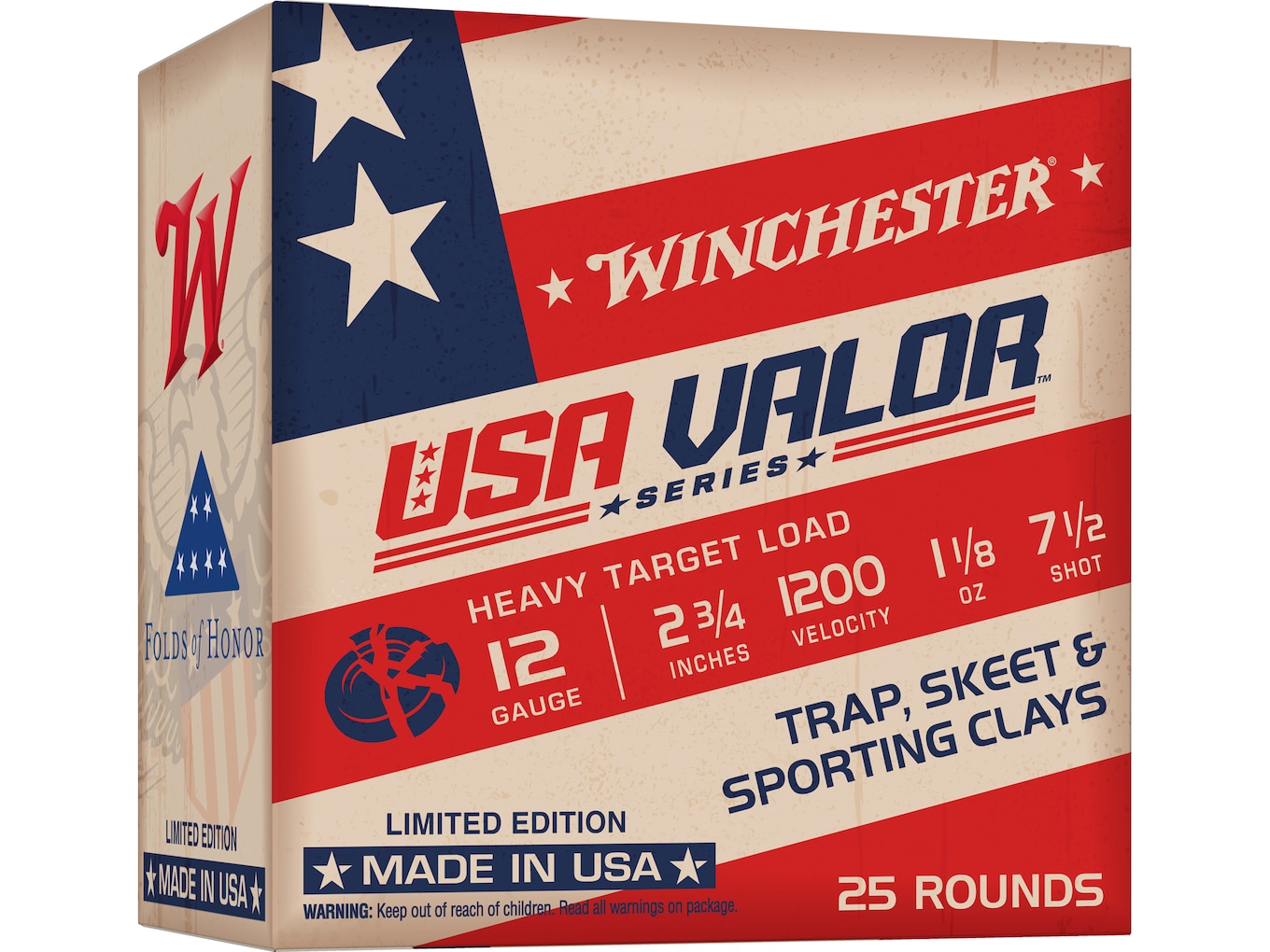 Winchester USA Valor Target Ammunition 7.5 Shot 12 Gauge 2-3/4″ 1-1/8 oz 1200fps 250rd #USAV127