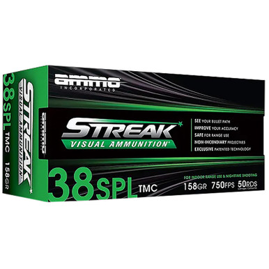 Ammo Inc 38158TMCSTRKGRN50 Streak Visual (GREEN) 38Special 158gr Total Metal Case 50 Per Box/20 Case