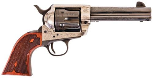 Cimarron Old Silver Frontier 45 Long Colt 4.75" Barrel Engraved Checkered Walnut Grips