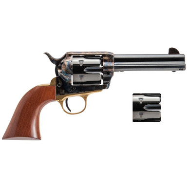 Cimarron PPP9MMDC Pistolero Dual Cylinder 9mm Luger/357 Mag 6 Shot, 4.75" Blued Barrel & Cylinder, Color Case Hardened Frame, Walnut Grip