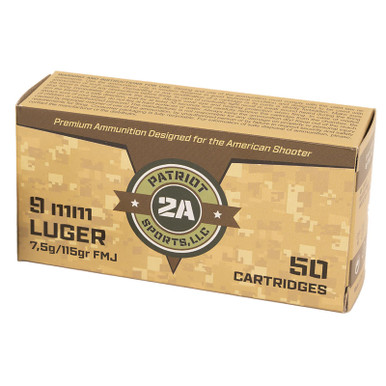 PATRIOT SPORTS LLC P9MM115FThe Patriot Defense Ammunition 9mm Luger ammunition with a 115 Grain Full Metal Jacket Projectile & Brass Case.