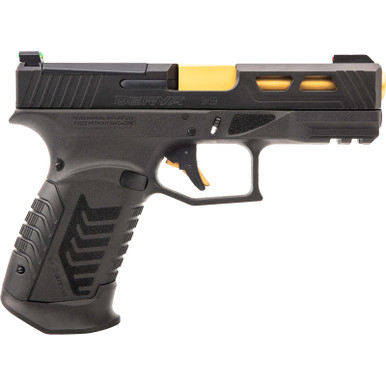 Derya Firearms DY9GUS DY9 9mm Luger 15+1 4.02" Gold TiN Steel Barrel, Black Nitride Optics Ready/Serrated Alloy Steel Slide, Black Polymer Frame w/Accessory Rail, Black Interchangeable Backstrap Grip